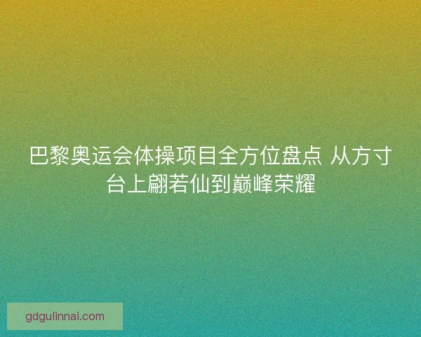 巴黎奥运会体操项目全方位盘点 从方寸台上翩若仙到巅峰荣耀