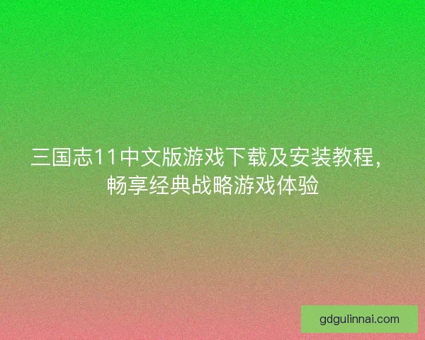 三国志11中文版游戏下载及安装教程，畅享经典战略游戏体验